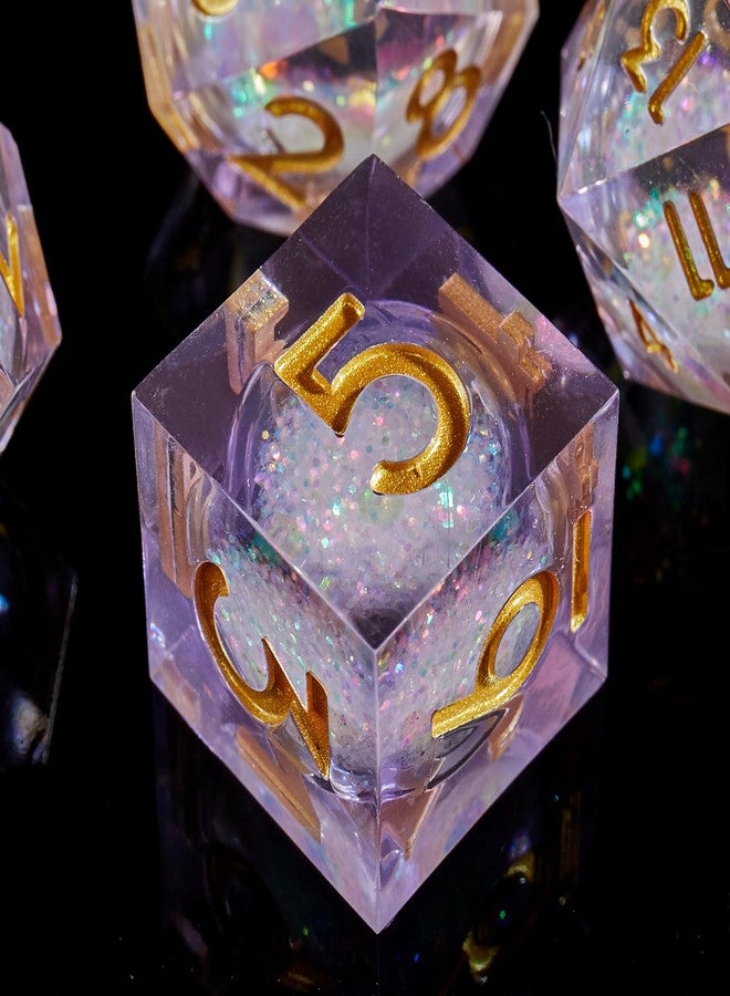 FugaCity DND Dice Set,Liquid Core Handmade Sharp Edge 7 Piece Resin Dice-Dungeons and Dragons Polyhedral Dice Set, D&D Dice Set with Gift Dice Case for RPG MTG Table Games （ - Image 3